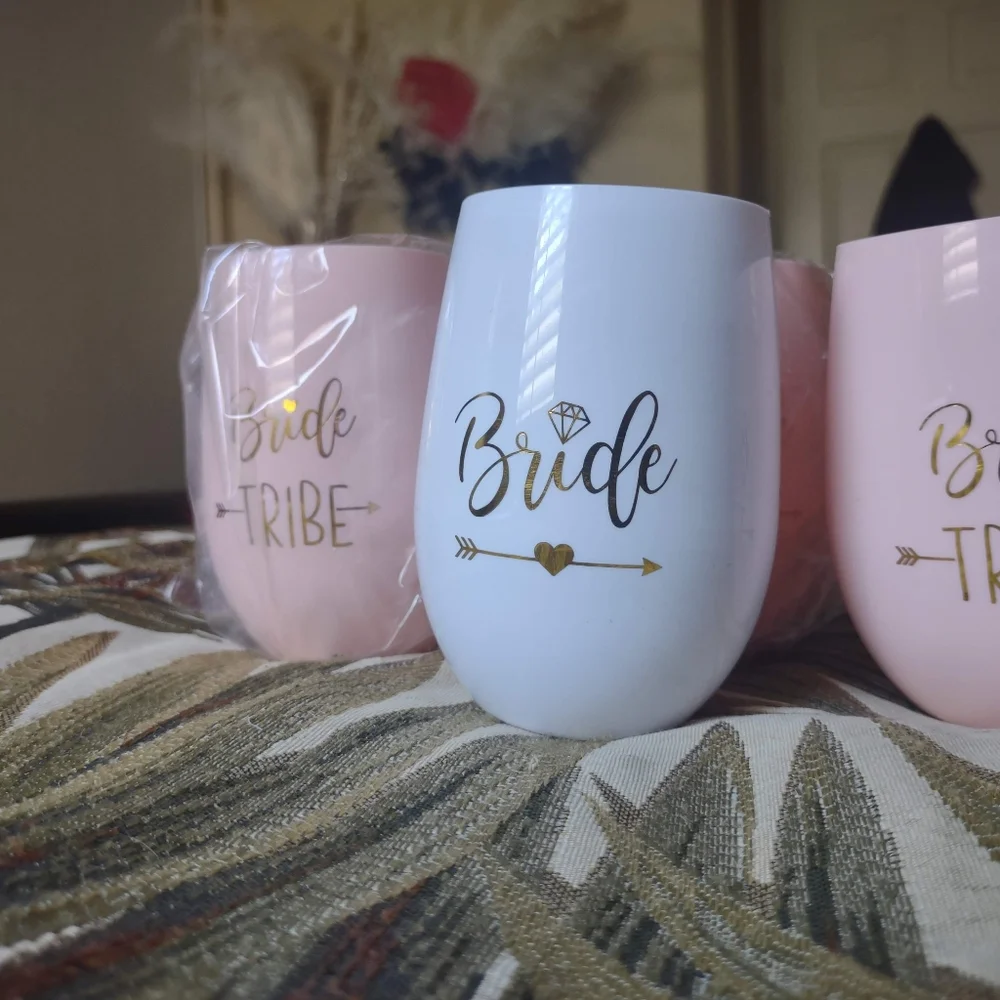 Set of Four Bride and Bride Tribe glasses - Picture 2 of 9